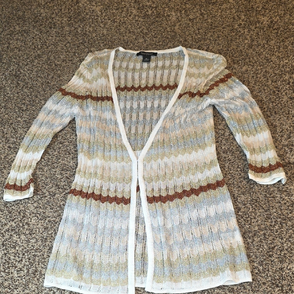 White House Black Market Multicolor Open-Front Cardigan